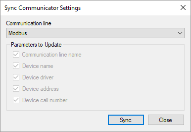 Sync Communicator settings