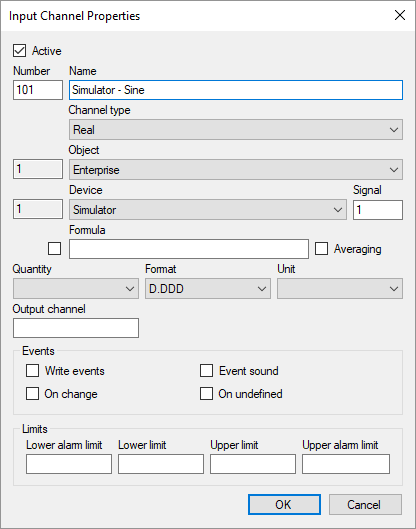 Input channel properties