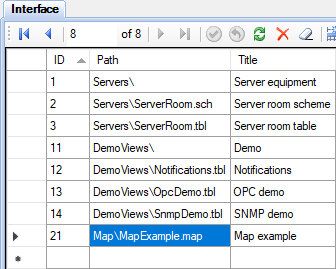 Map in the Interface table