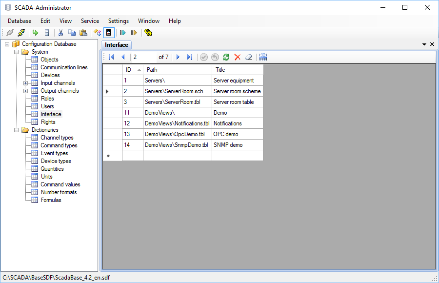 Editing the Interface table