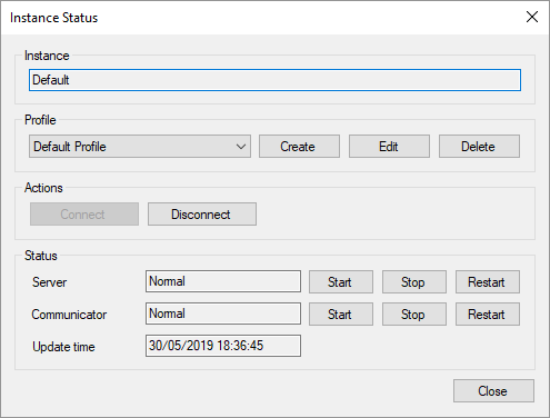 Instance status in Administrator