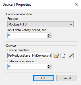 Modbus Slave device properties