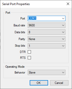 Serial port properties