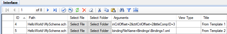 Scheme template in the Interface table