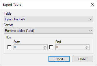 Export table