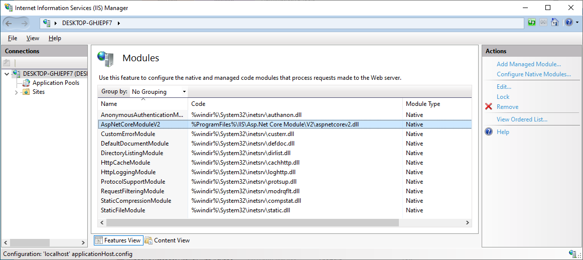 IIS modules