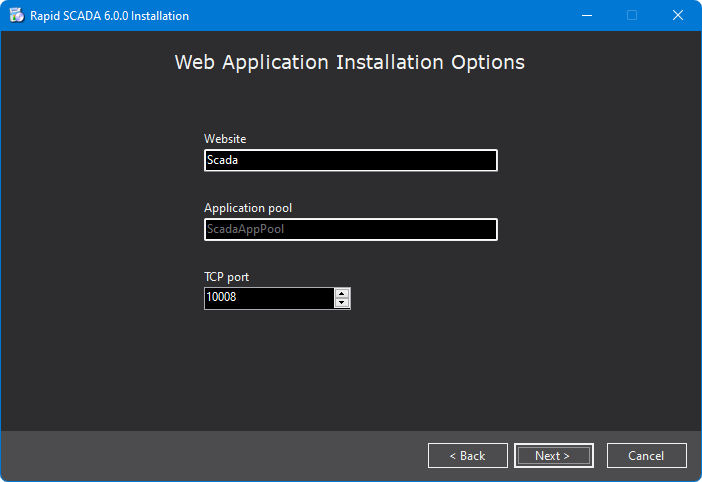 Rapid SCADA installer. Web application options