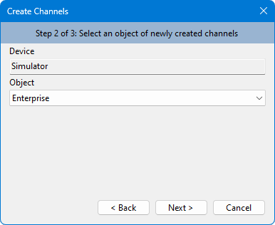 Channel creation wizard. Step 2