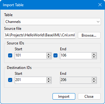 Import table