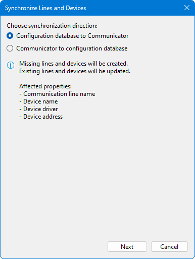 Synchronize line and devices