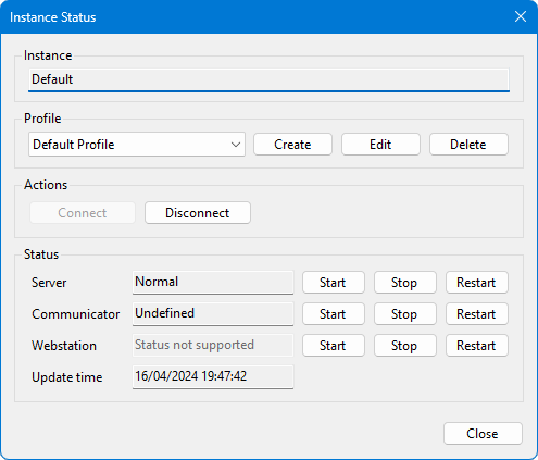 Instance status in Administrator