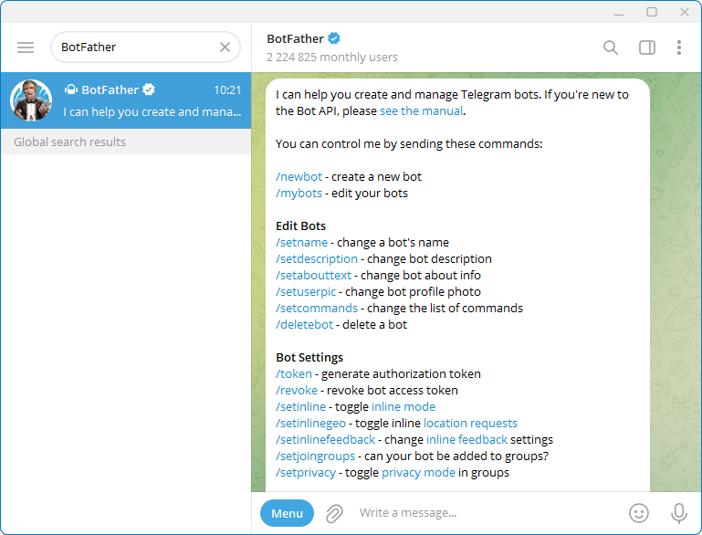 Telegram BotFather