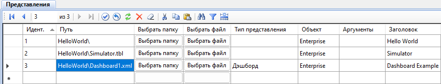 Таблица Представления
